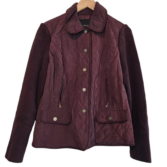 Talbots Jacket Womens Small Purple Quilted Knit Wool Snap Front Buttons - Picture 1 of 10